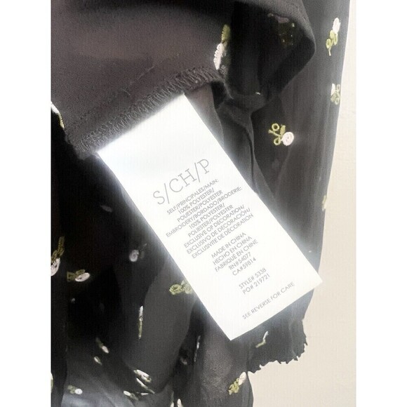 CABI #5338 Black Sheer Floral Embroiderd 3/4 Sleeve High Neck Top SIZE Small - Picture 8 of 11